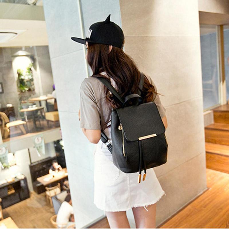 Dames PU Leren Rugzak - 31cm Hoogte - Effen Patroon - Zachte Handgreep Schooltas