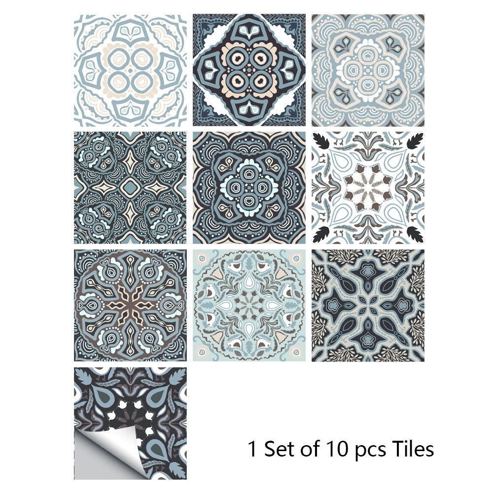 20x20cm 10pcs Tile Sticker Home DIY Decoration Art Wallpaper Kitchen Bathroom Self-adhesive Waterproof Wall Floor Sticker: MZ-004