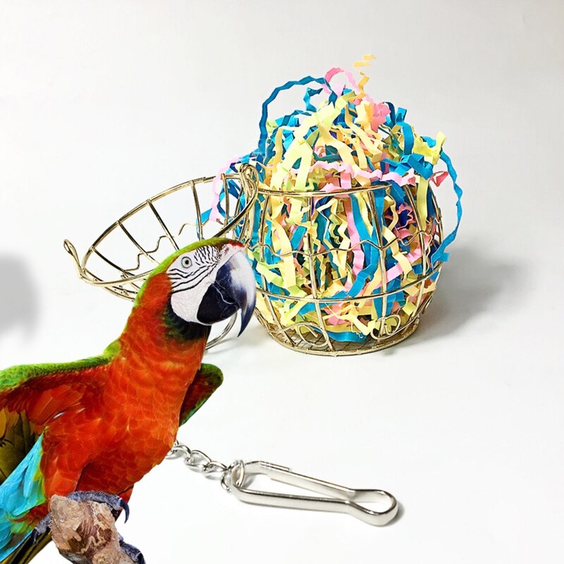 Vogel Schredder Spielzeug Edelstahl KäFeige Einzug Papier Nahrungssuche Papagei Gemüse Hirse Korb Container Nymphensittich Conure