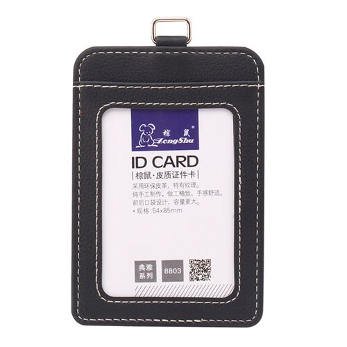 mode ID Houders Bank Credit Card Holder Unisex PU Lederen card case business Werken Id Badge covers zonder lanyard: vertical black