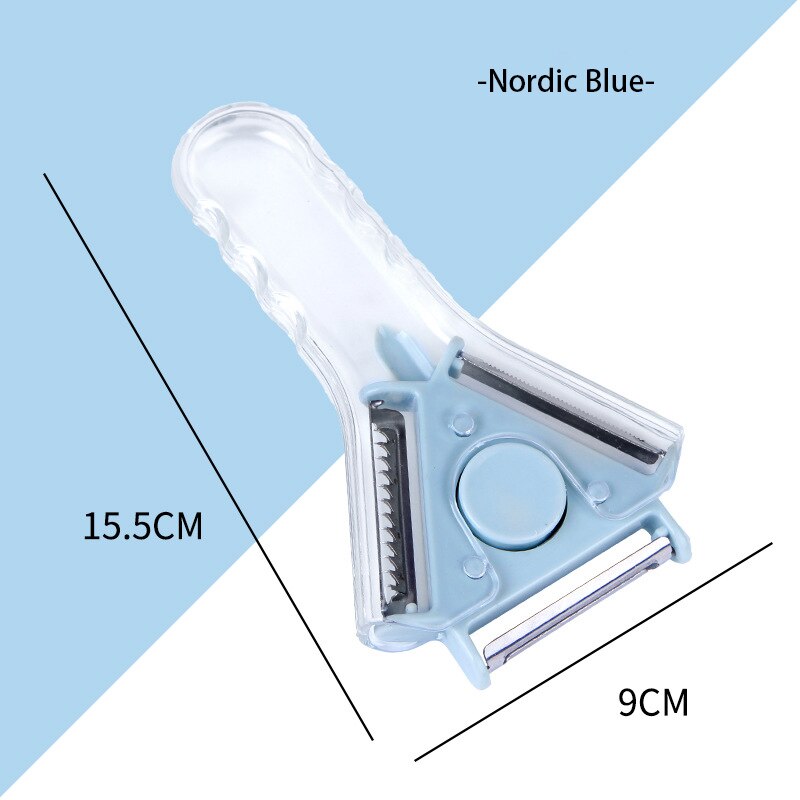 Multifunctional 3 In 1 Fruit and Vegetable Peeler Slicer Apple Potato Carrot Peeler Grater Fruit Vegetable Tools Kitchen Gadgets: blue