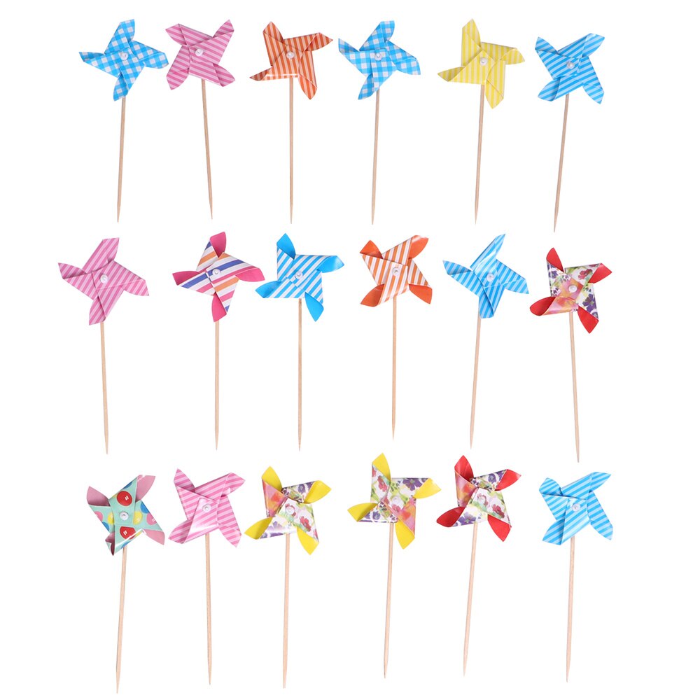 36Pcs Spinning Windmolen Cake Toppers Grappige Cupcake Ornament Picks Cake Decor Dessert Versiering Voor Party Verjaardag (Willekeurige Stijl)