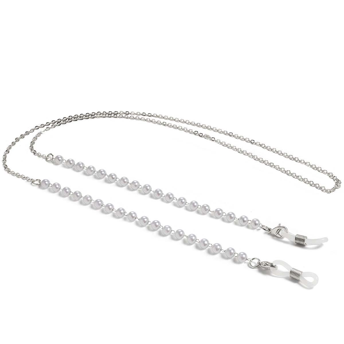 Collar de cuerda colgante para mascarilla facial, soporte ajustable para gafas, sin huellas, con dos ganchos y hebillas,: 37 silver
