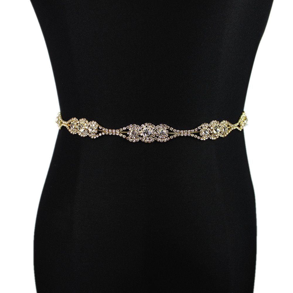 Hojas de plata vestido de boda cinturón Rhinestone cinturón de boda fajas femeninas cinturón de novia Sash accesorios de vestido de novia: Bridal Belt 2
