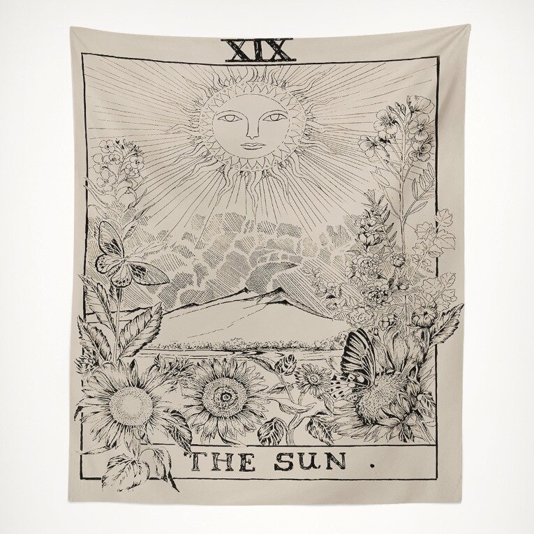 La lune le soleil l'étoile tapisserie tenture murale aspect astrologie tapisserie
