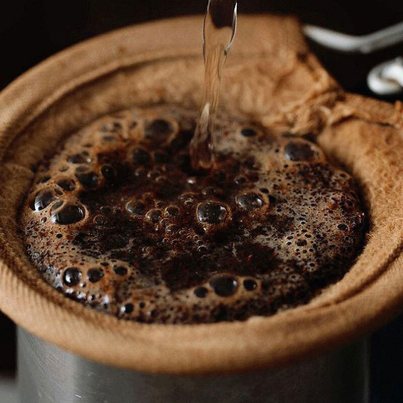 Colador de tela de franela con mango de acero inoxidable, bolsa de filtro de café, olla de caída, herramientas para cesto, reutilizable,