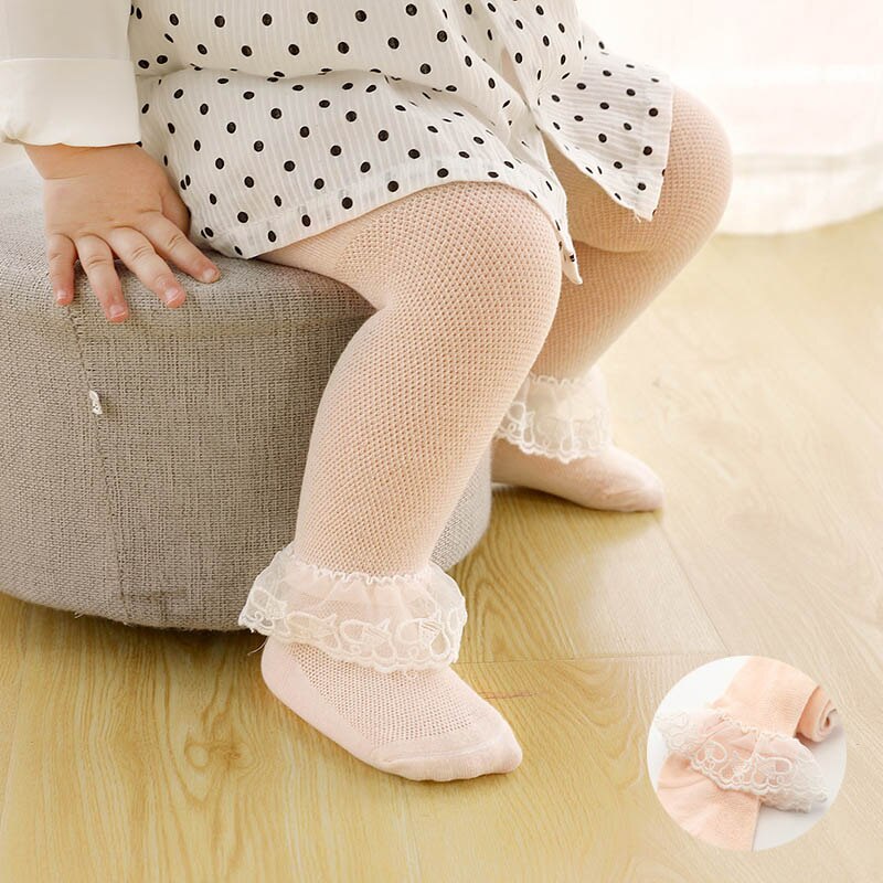 2pcs/lot Soft Cotton Baby Girl Tights Summer Toddler Kids Pantyhose Lace Flower Baby Tights For Newborn Leg Warmer Stockings: Style 5