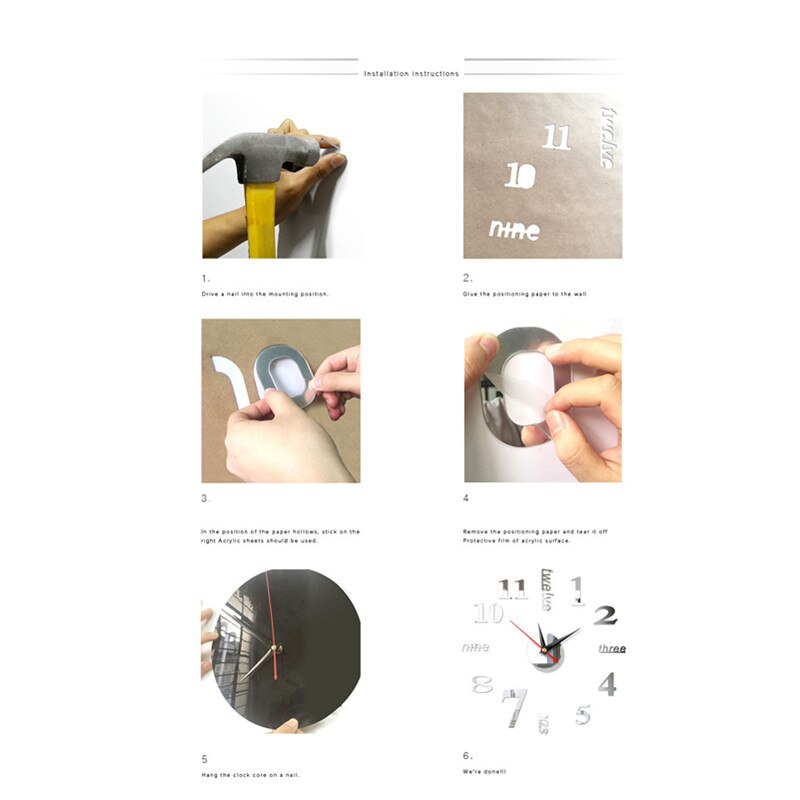 3D Wall Clock Diy Acrylic Mirror Home Decor Living Room Wall Clocks Murale Square Horloge Wall Sticker