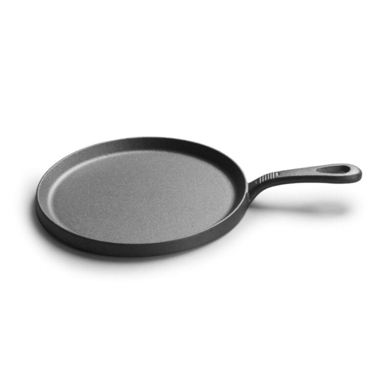 25cm Cast Iron Pancake Pan Non-stick Barbecue Steak Ham Meat Frying Plate Home Camping Cookware