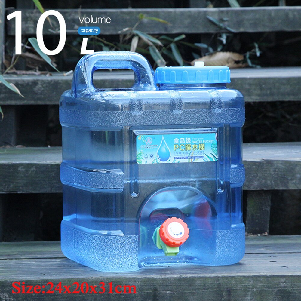 5/8/10/12/15/20L Portable Handheld Water Container With Faucet Outdoor Self-Driving Square Barrel Picnic Plastic Storage Bucket: 10L
