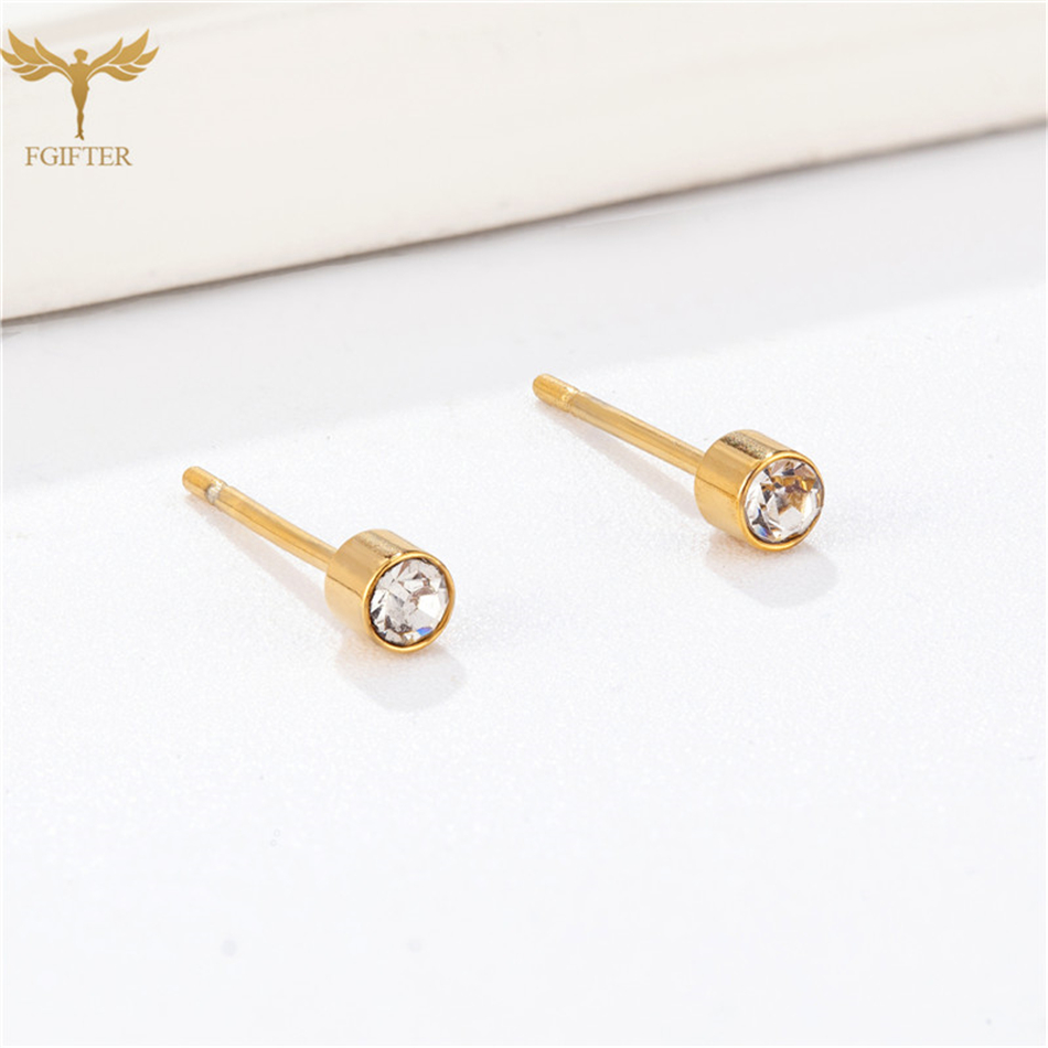 12 pares de pendientes dorados de circón de 3mm, 4mm, 6mm y 8mm para hombres y mujeres, tachuelas para Piercing en la oreja de acero inoxidable, conjunto de joyería de ,