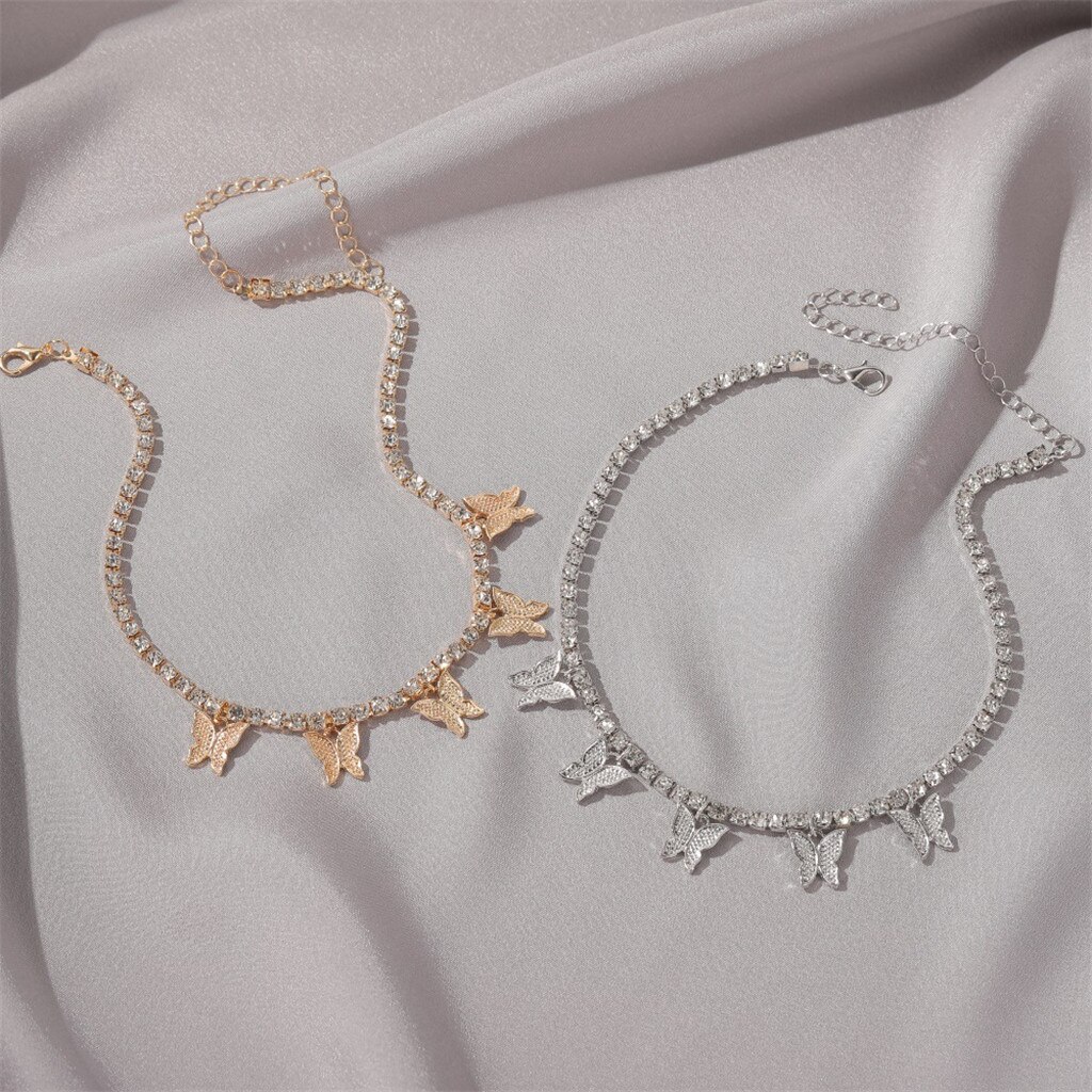 Moda non-dissolvenza in acciaio inox Animale farfalla stella Collana in oro Le Donne Collana Girocollo Pendenti con Gemme E Perle Femme Dei Monili Della Catena regali