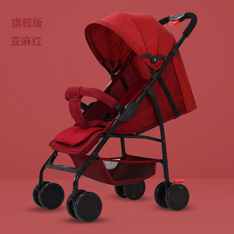 Baby Stroller Ultra Light Portable Can Sit Reclining Baby Umbrella Folding Shock Absorber Children Trolley Kinderwagen: red 1