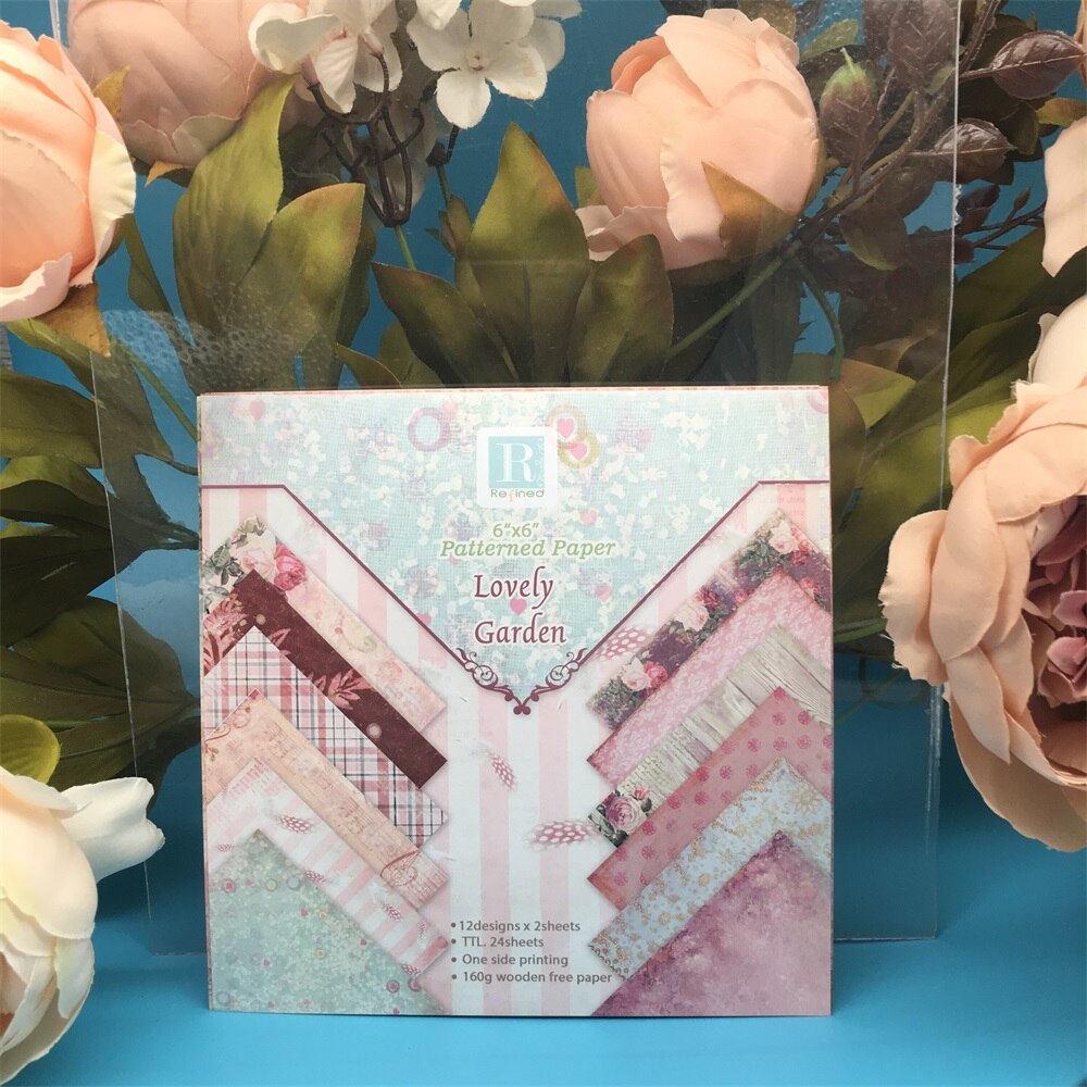 24pcs/Pack 6*6inch Lovely Garden Patterned Paper Pack Scrapbooking DIY Planner Card Making Journal Project Letter Pad