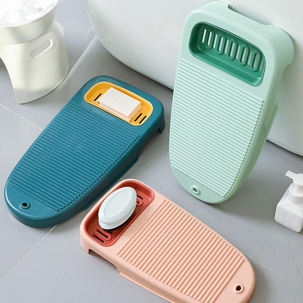 Washboard Plastic Thickened Washboard with Draining Board Soap Box Washing Cleaning Tool Washing board