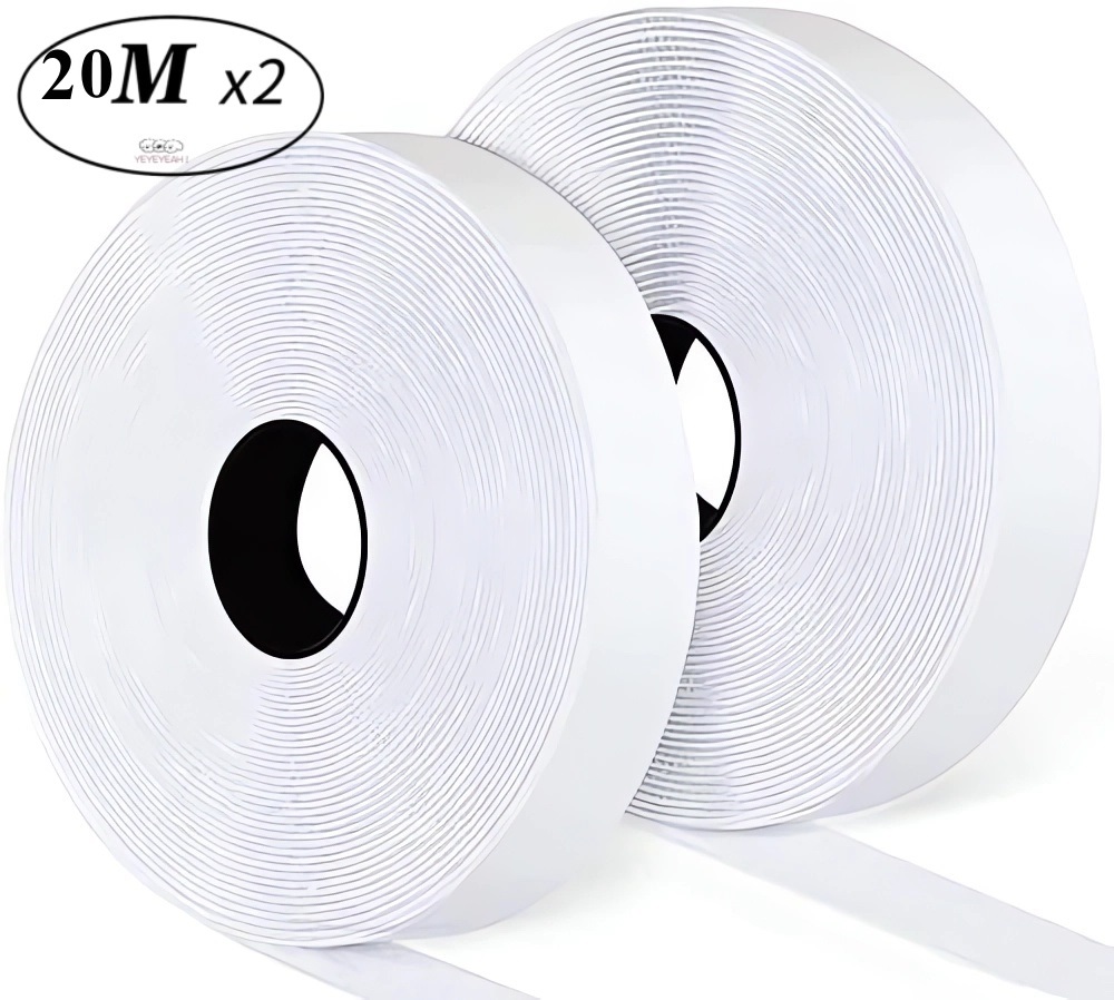 20mm Magic Sticker Tape Self Adhesive Extra Strong Double Sided Adhesive with Sticker Pad Fluffy Hook and Loop Fastener White: Multi-Colored