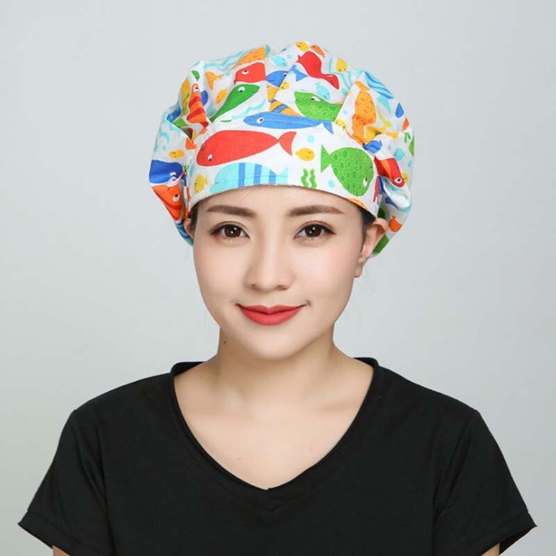Restaurant Chef Work Hat Elastic Hat with Sweat Towel Cooking Cap Kitchen Hotel Work Hat Adjustable Animal Printing Catering Cap: 12