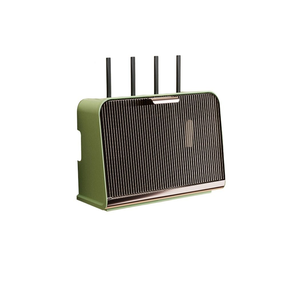 Plastic Wifi Router Storage Box No Punching Large Capacity Plug Board Storage Box Dustproof Wall Mounted: M / green