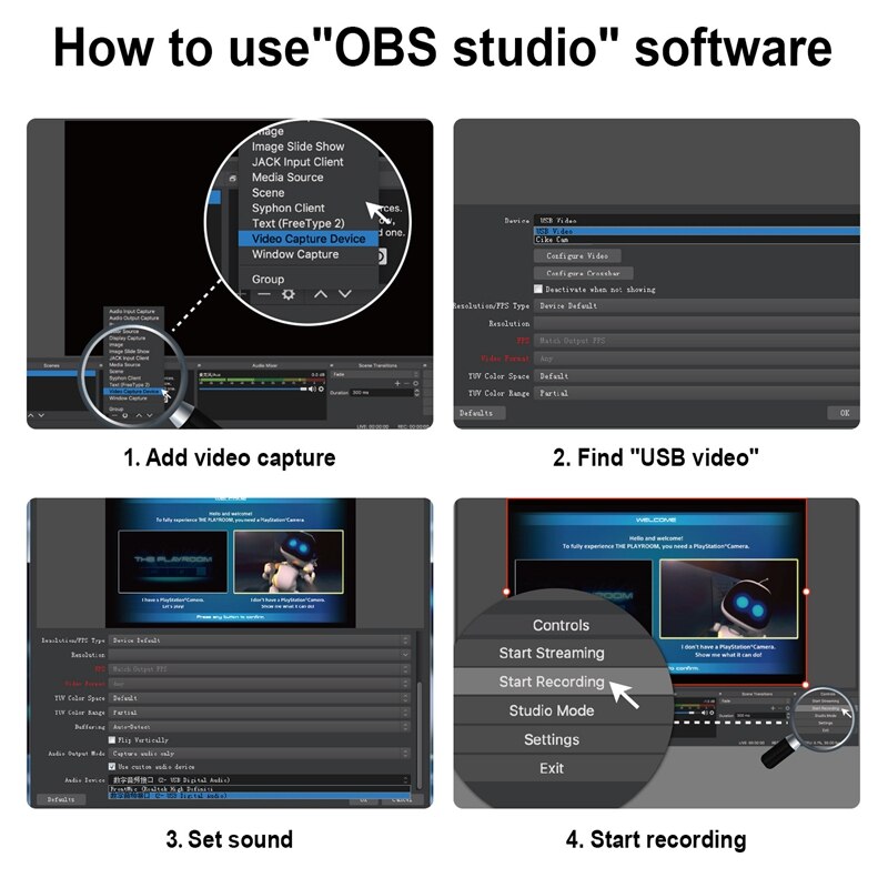 -USB Capture Card 1080P HD Video Capture Card HDMI Live Recording Video Capture Support 4K Output