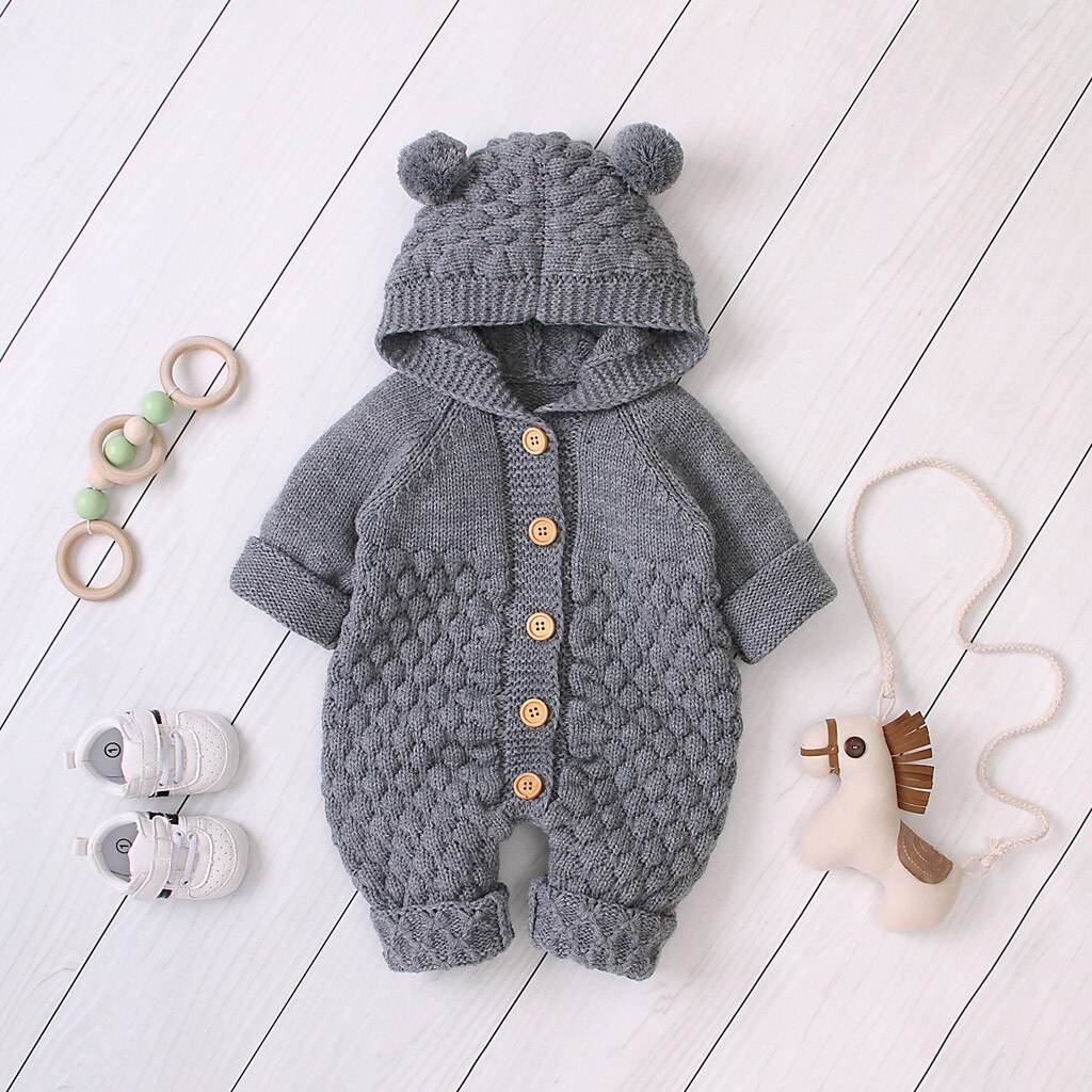 Knit Baby Sweater Winter Infant Newborn Cardigan Sweaters For Toddler Boys Hooded Jackets Button Up Autumn Baby Girls Coat