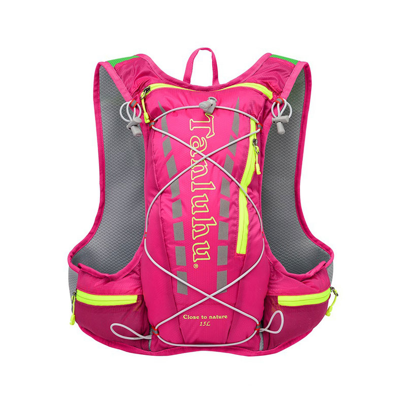 15L Drinkrugzak Rugzak Rugzak Tas Vest Harnas Fietsen Wandelen Camping Running Marathon Race Sport Voor 2L Waterzak: Rose