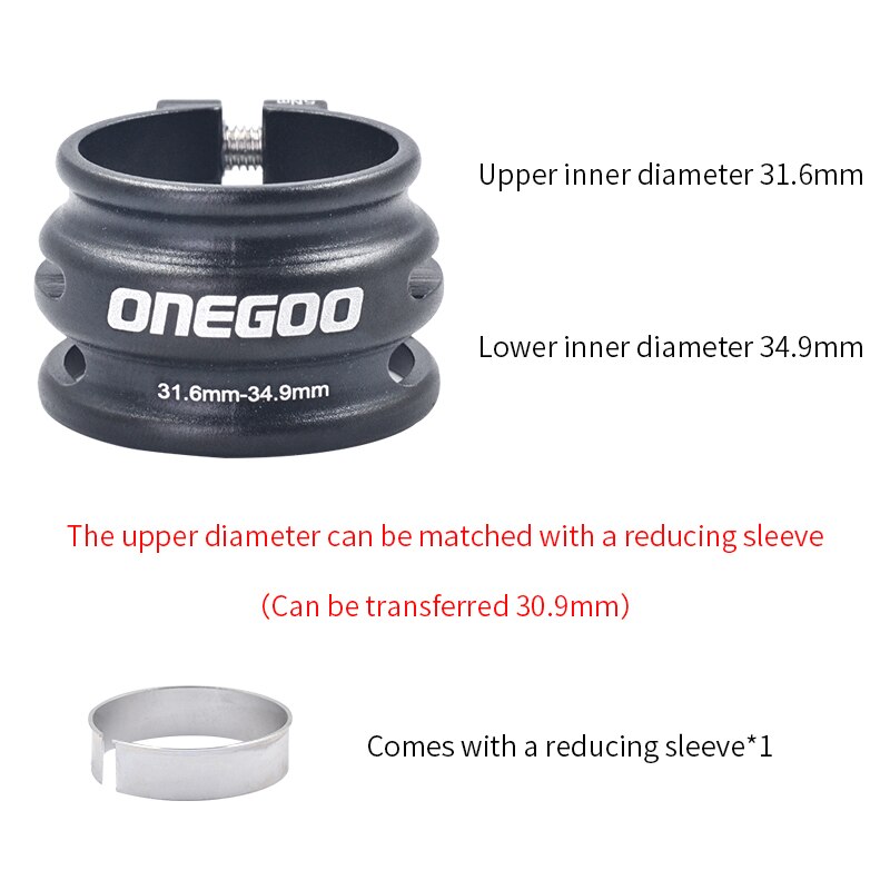 Onegoo Dubbellaags Fiets Zadelpen Verstelbare Klem 31.8/34.9Mm Aluminium Mtb Racefiets Carbon Zadelpen Buis clip: Black 31.6-34.9mm