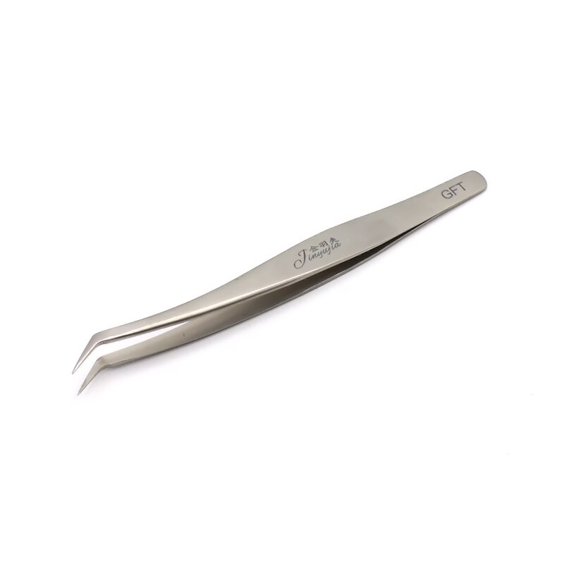 Premium beauty make-up pincet wimperextensions ultra rigide precisie roestvrij gebogen gouden veer en dolfijn pincet: 1 stuks cadeau