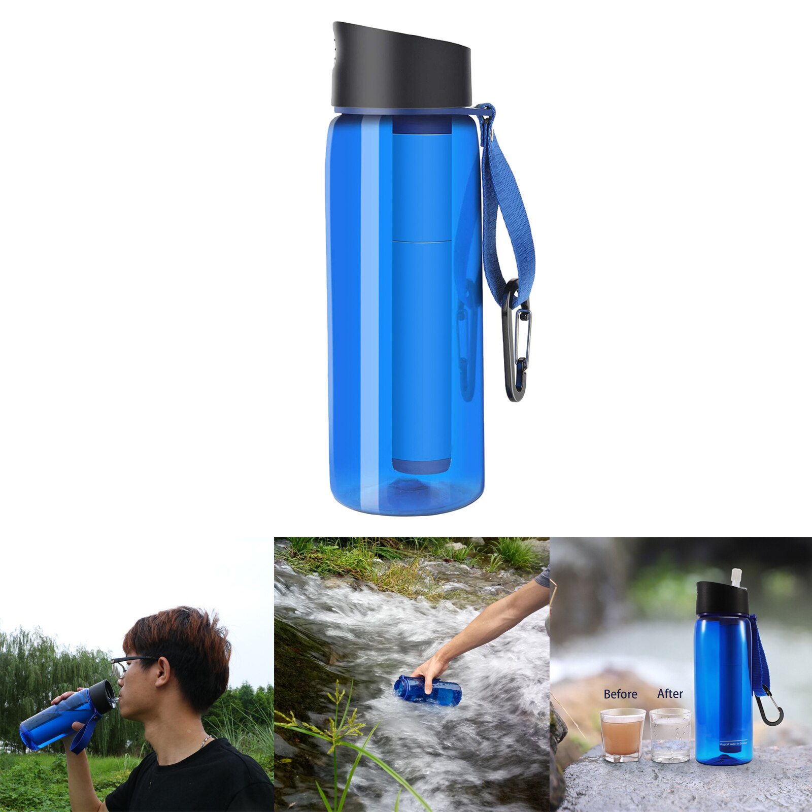 Water Filter Fles Stro Purifier Survival Emergency Camping Wandelen Tool