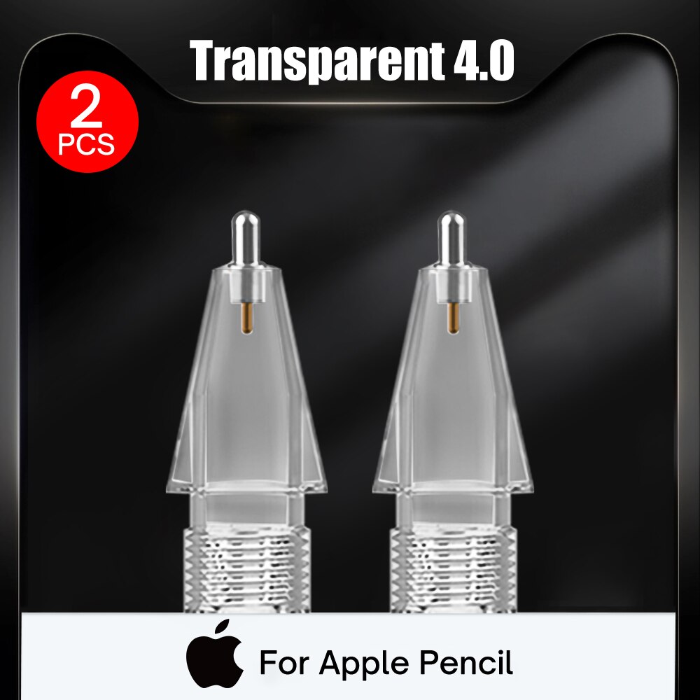 Apple Pencil 1st 2nd Generation For Pencil Tips Double Layer transparent Thin Tip for iPad Stylus Enough For 3 Years of Use: 2Pcs 4.0 Transparent