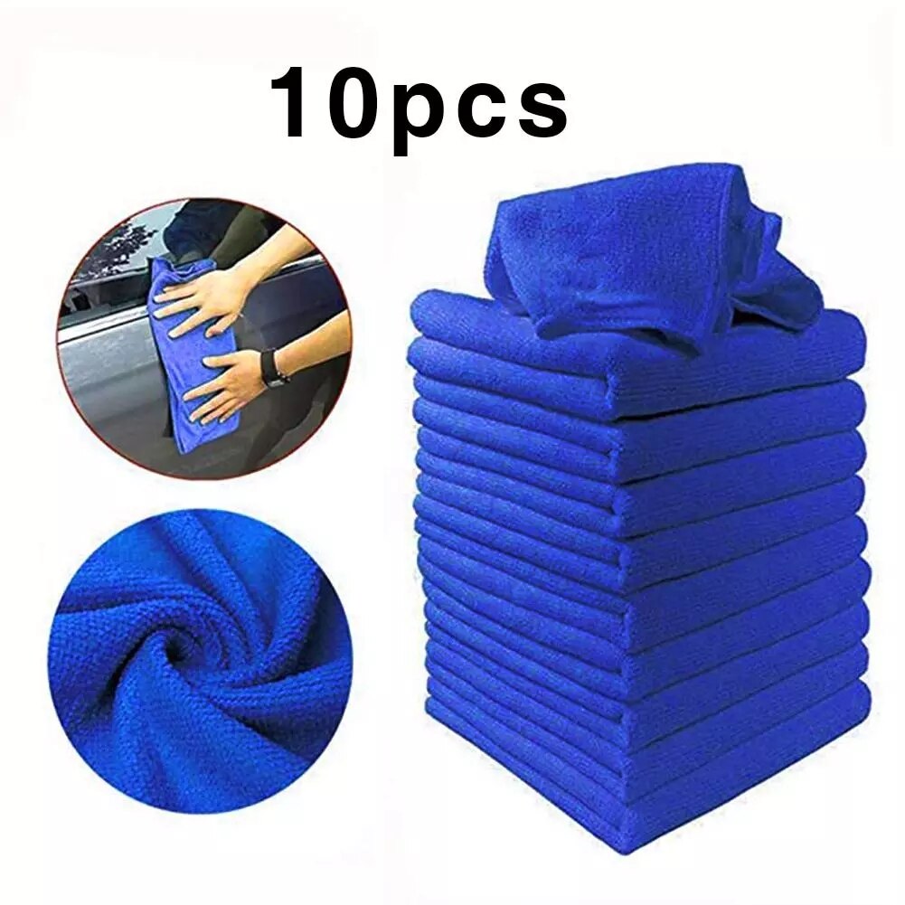 10 Pcs Microfiber Car Cleaning Handdoek Blauw Groen Paars Automobile Motorfiets Wassen Glas Huishoudelijke Schoonmaakmiddelen Kleine Handdoek: Blue