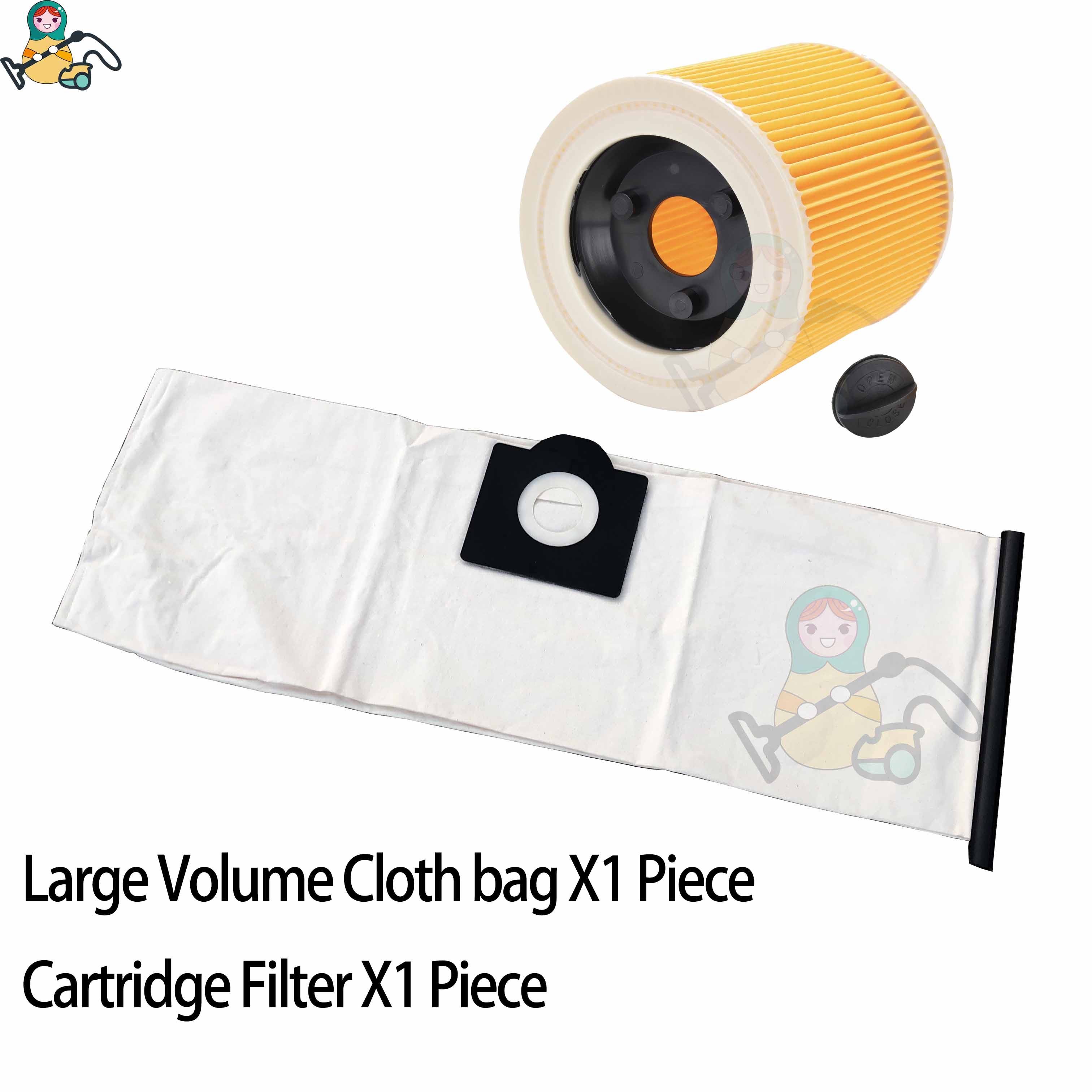 5x sac à poussière 1x filtre pour aspirateur Karcher Wd3 Premium -aoba