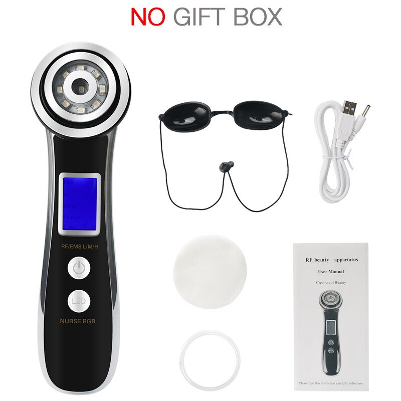 Radio Frequency for Electric LED Photon Light Therapy RF EMS Skin Rejuvenation Face Lifting Tighten Massage Beauty Care Machine: NO GIFT BOX