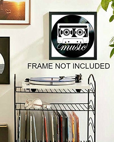 Music Cassette Tape on Vinyl Record Wall Art