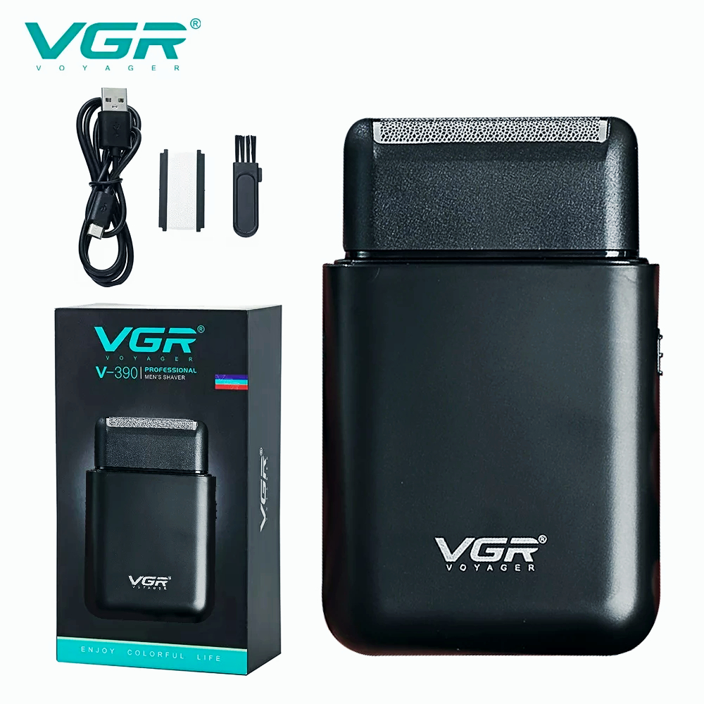 VGR Rasoir électrique Tondeuse À Barbe Professionnelle Rasoir Mini Rasoir Portatif Rasage à mouvement alternatif 2 Lame Recharge USB pour hommes V-390: Or