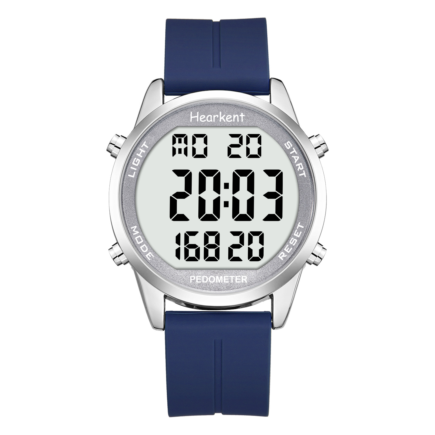 Hearkent pedômetro relógio digital masculino sem bluetooth relógios esportivos passo calorias contador andando rastreador de fitness relógio de pulso: Azul