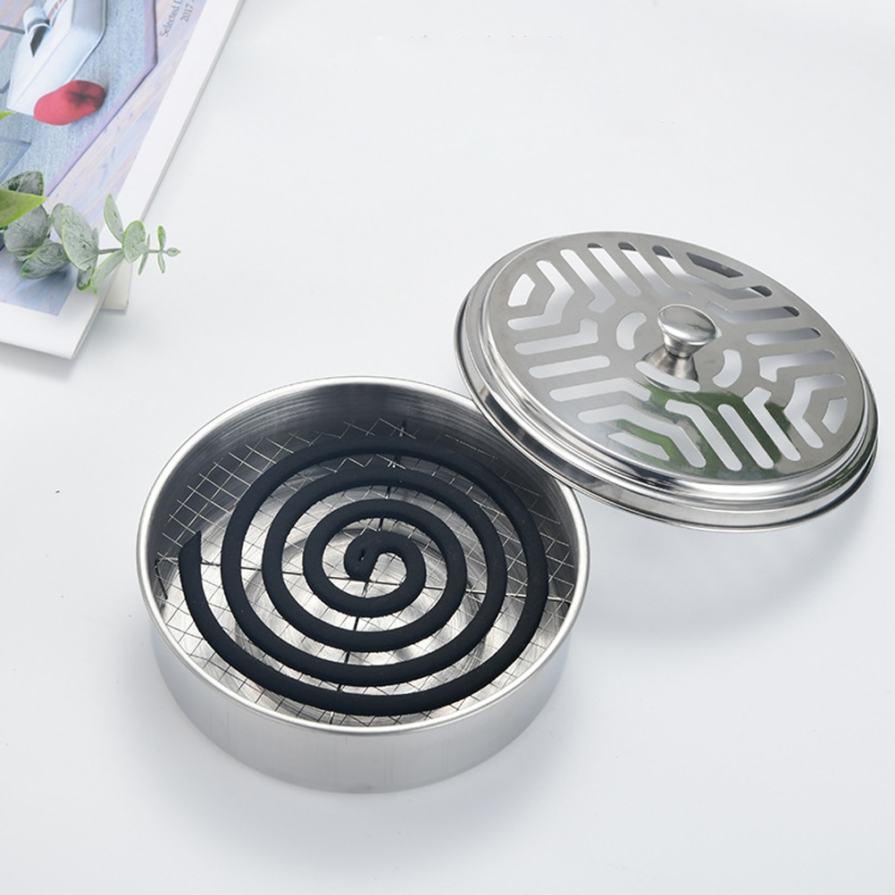 Ronde Mug Spoel Houder Rvs Mosquito Coil Schijf Draagbare Mosquito Coil Lade Met Hollow Cover