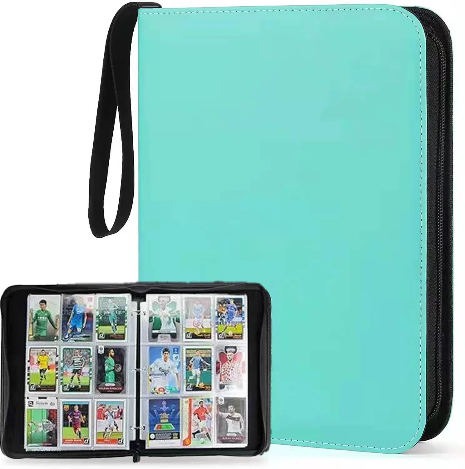 4/9 Pocket Card Collection Binder Binder with Zipper and Handle for Game/Football Card Collector's Book Trading Card Binder: PURPLE