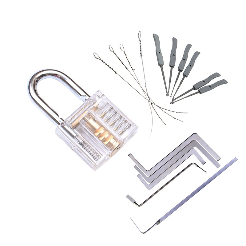 3 In 1 Set Slotenmaker Gereedschap Praktijk Transparante Lock Kit Met Broken Key Extractor Wrench Tool Verwijderen Haken Hardware