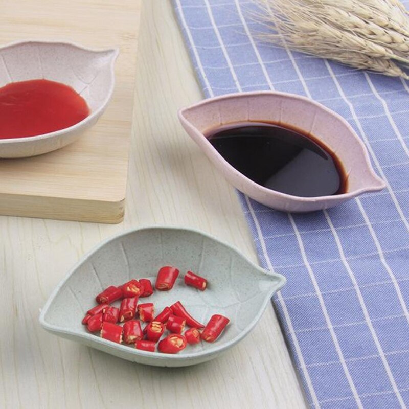 Bladeren Vorm Baby Kids Schotel Kom Tarwe Stro Sojasaus Schotel Rijstkom Plaat Sub-Plaat Japanse Servies Voedsel container