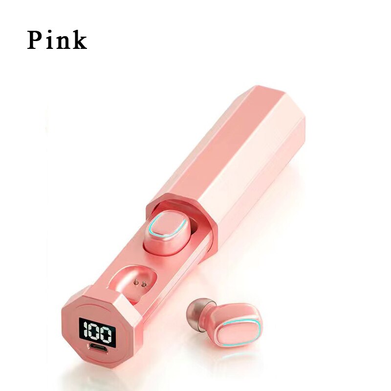 Bluetooth Earphone Auriculares Earbuds In Ear Phones Buds Tws Cuffie Fone Ecouteur Hifi With Microphone Wireless Earphones: Pink