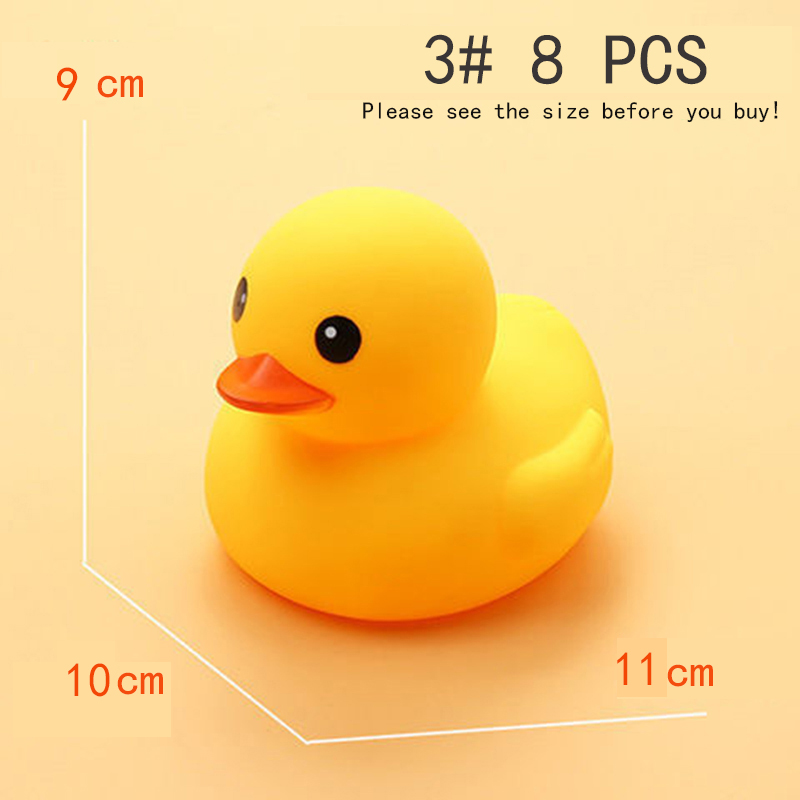 Small Animal Baby Bath Toy Water Squeeze Sounding Dabbling Soft Rubber Duck Kids Duckling Toys for Toddler 3 Years Shower Games: (3Duck) 8PCS