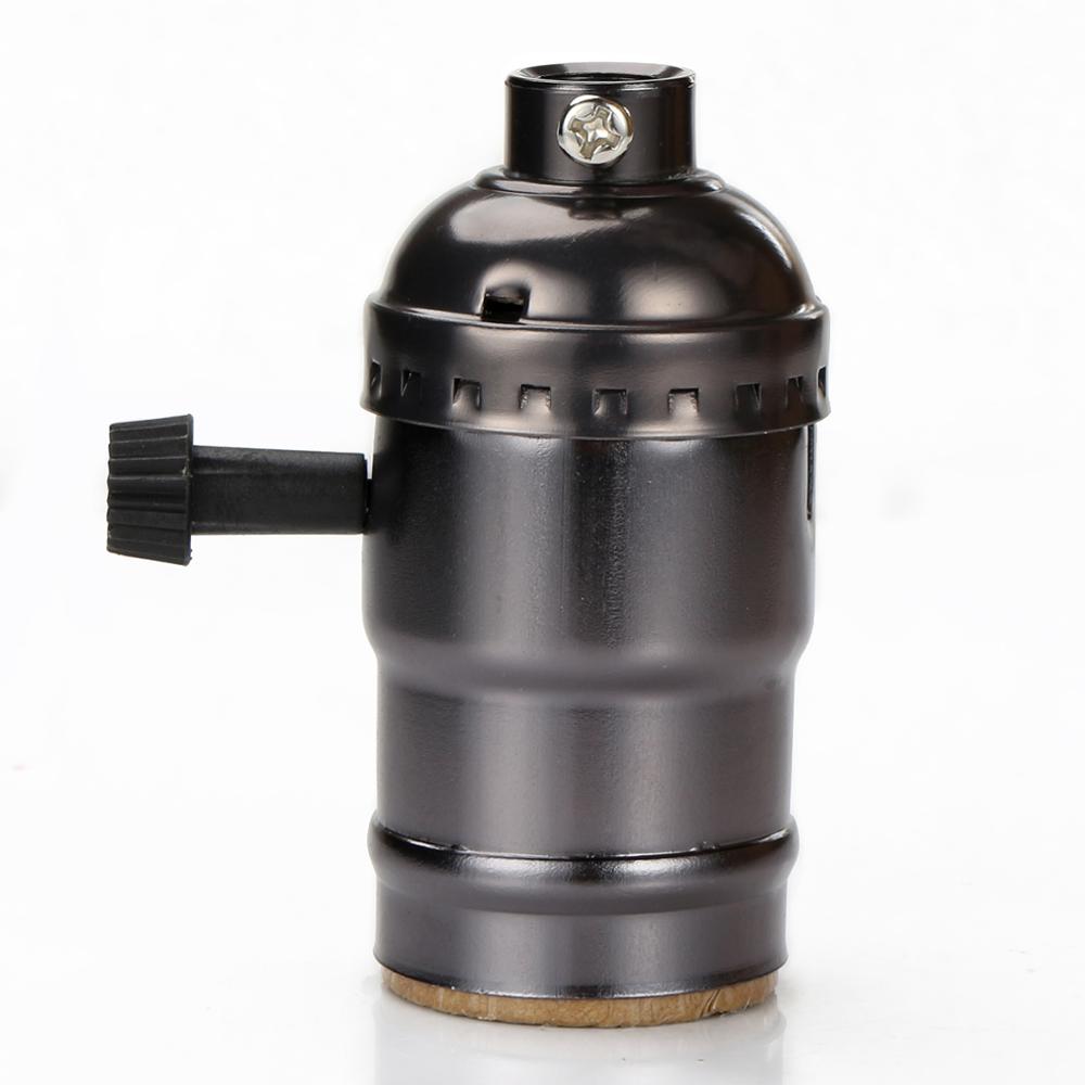 Conector portalámparas de aluminio con interruptor E27, negro perla/latón antiguo/dorado/plateado, Base de iluminación Vintage