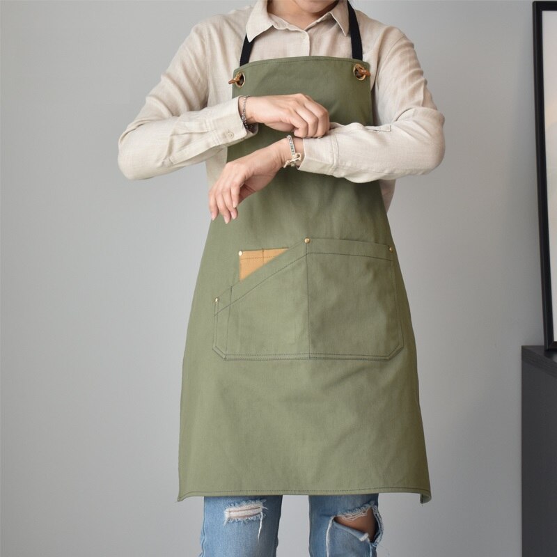 de de lona de algodón delantal café y peluquería de trabajo sin mangas delantal babero cocina ropa de trabajo antifouling delantales