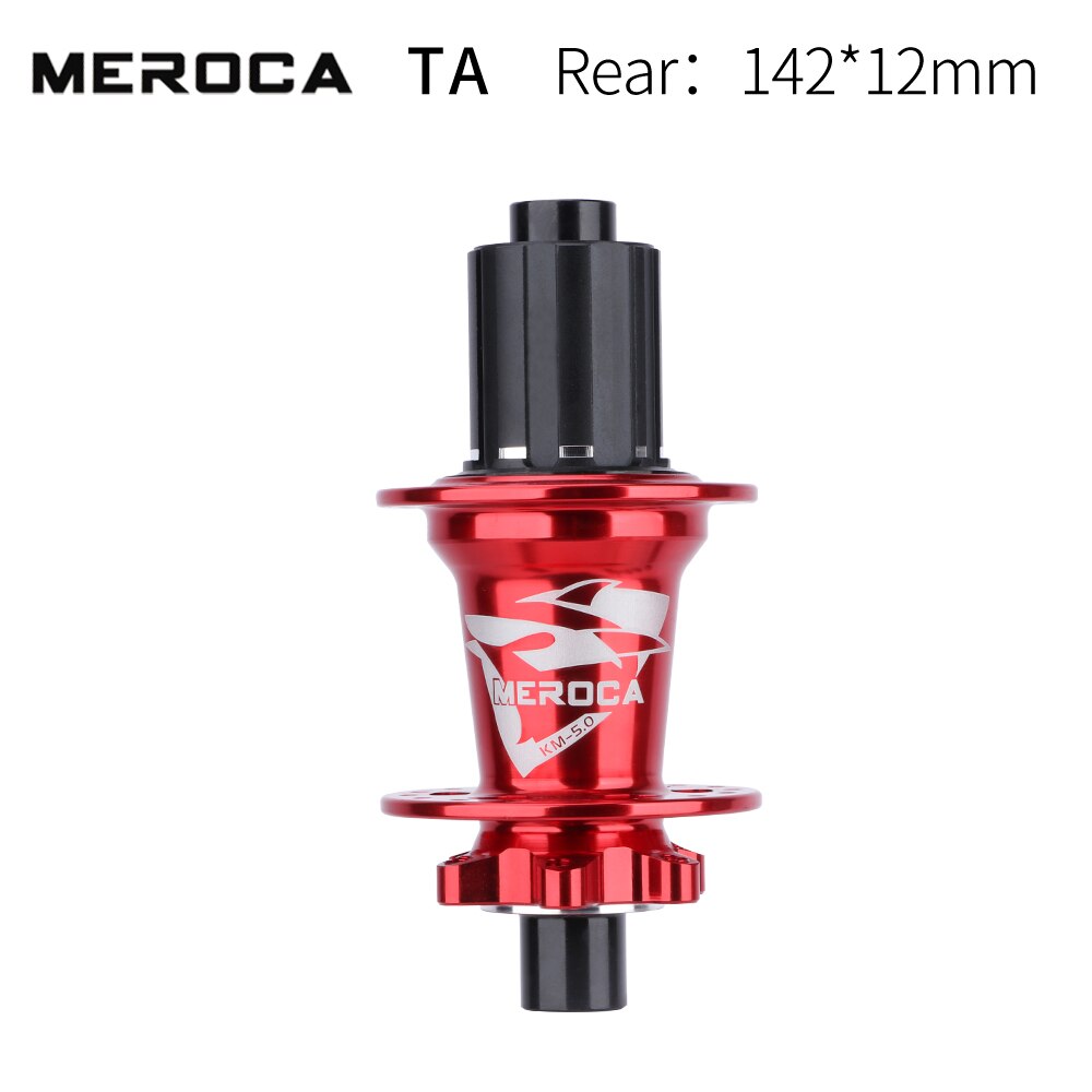 MEROCA km-5.0 Mtb Mountain Bike Hub 32 Holes 5 Bearing 8/9/10/11 Speed Front Rear Qr Or Thru Aluminum Alloy Bicycle Hubs: Red TA Rear Hub