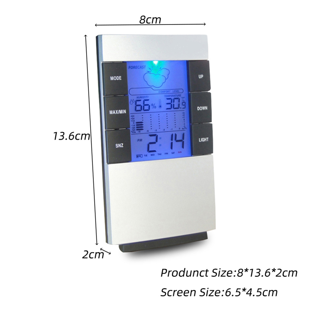 1Pcs Multifunctionele Electronics Wekker Hygrometer Thermometer Kalender Weer Tijd Digitale Klok Met Licht Twee Tempera
