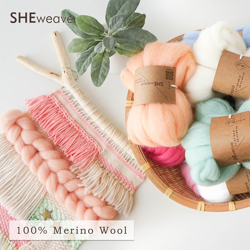 2m/ball, Merino Wool Roving ,wool yarn,Tapestry Weaving Yarn For Weaving, Wet Felting, DIY Craft Supplies,18 colors