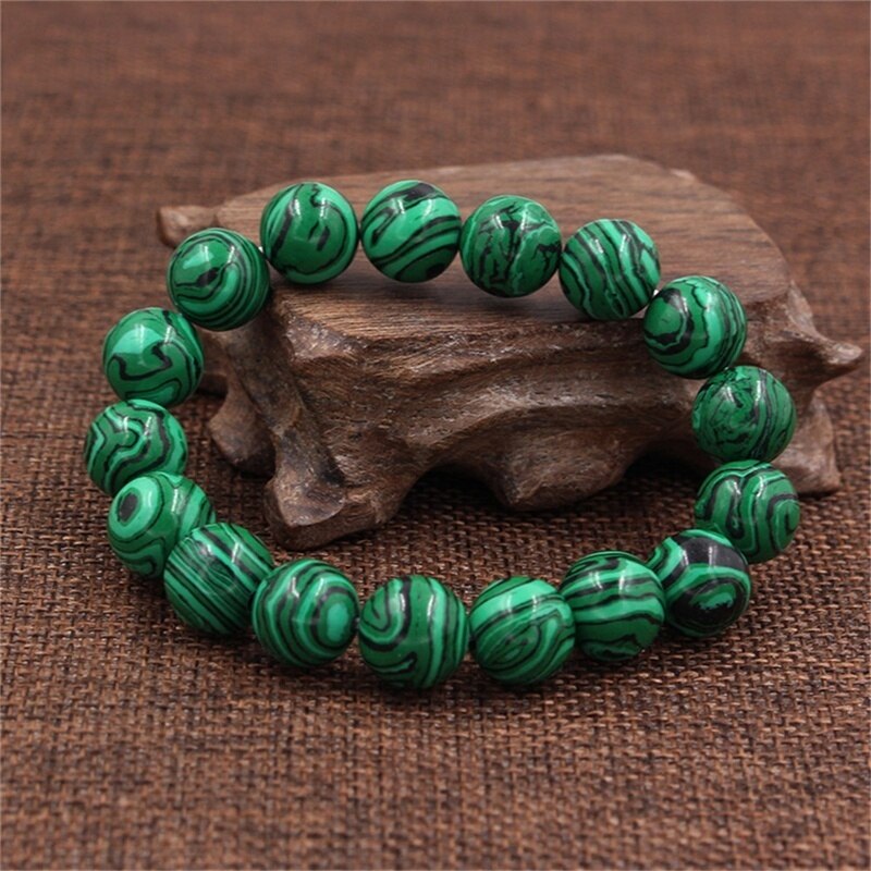 Top Natuurlijke Malachiet Armband Vrouwen Sieraden Natuursteen Stretch Paar Armband Voor Mannen Malachiet Gem Kralen Armbanden