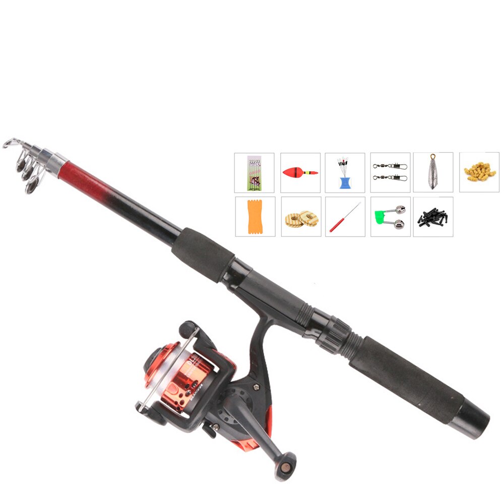 Telescopic Fishing Rod Spinning Reel Combos Full Kit Fishing Pole Reel Fishing Gear Accessories Organizer