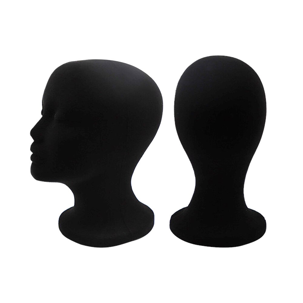 Female Foam Head Model Wig Hat Headwear Display Stand Mount Styling Salon Mannequin Physical Shop Photograph Props: Black