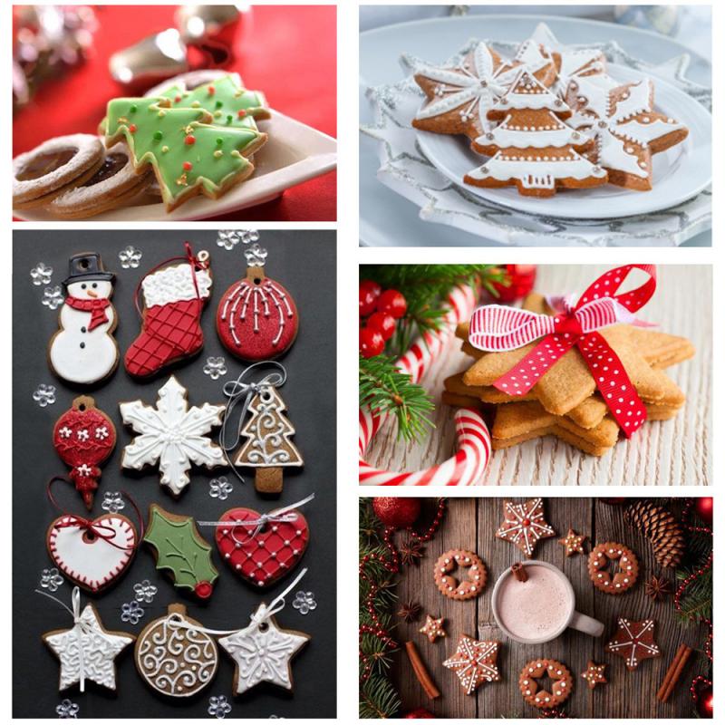 4 Stks/set Cookie Cutters 3D Cookie Plunger Mould Chocolade Fondant Kerst Cookie Stempel Biscuit Mold Bakvormen